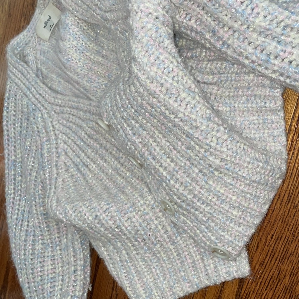 Aritzia Wilfred Posey Chunky Knit Classic button-up cardigan COTTON CANDY XS - Picture 8 of 13